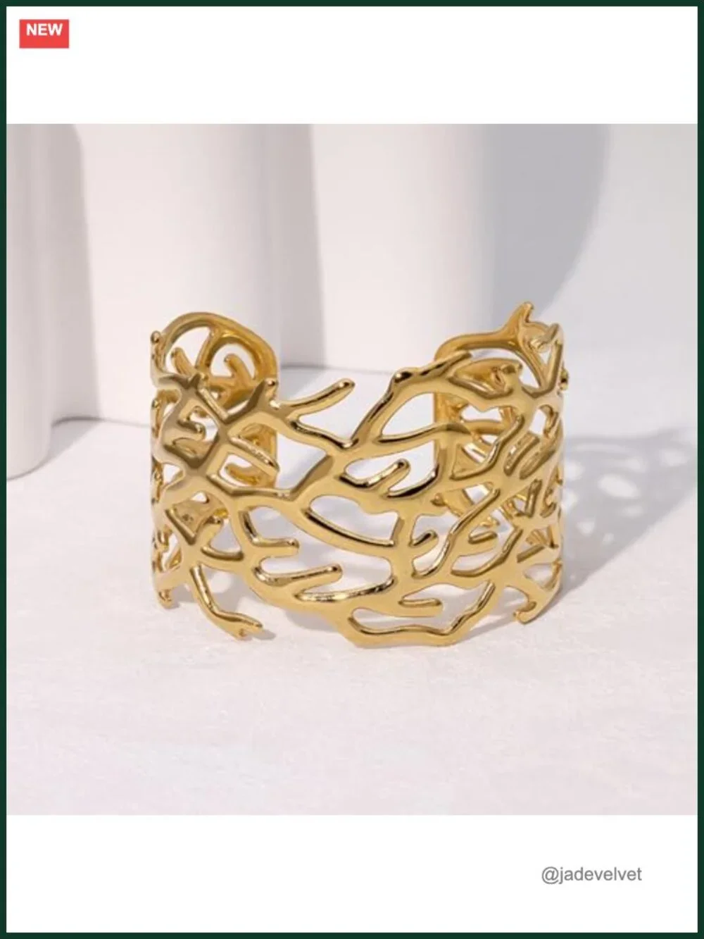 Chunky Open Cuff Bracelet for Women, Adjustable Handmade Bangle, 14K Gold